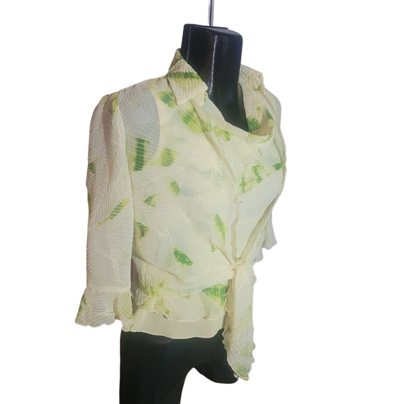 Vintage Ribkoff Trends Yellow And Green Leaf Print Skirt Set - Picture 7 of 13